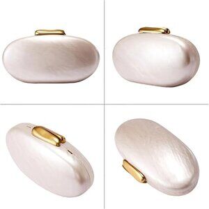 Women Acrylic Wedding Evening Bag Formal Clutch Purse- Pearl White